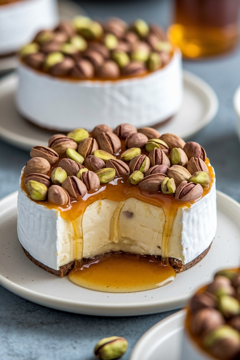 baked brie with hot honey pistachios