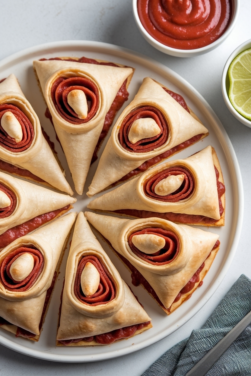 pizza crescent roll pinwheels marinara