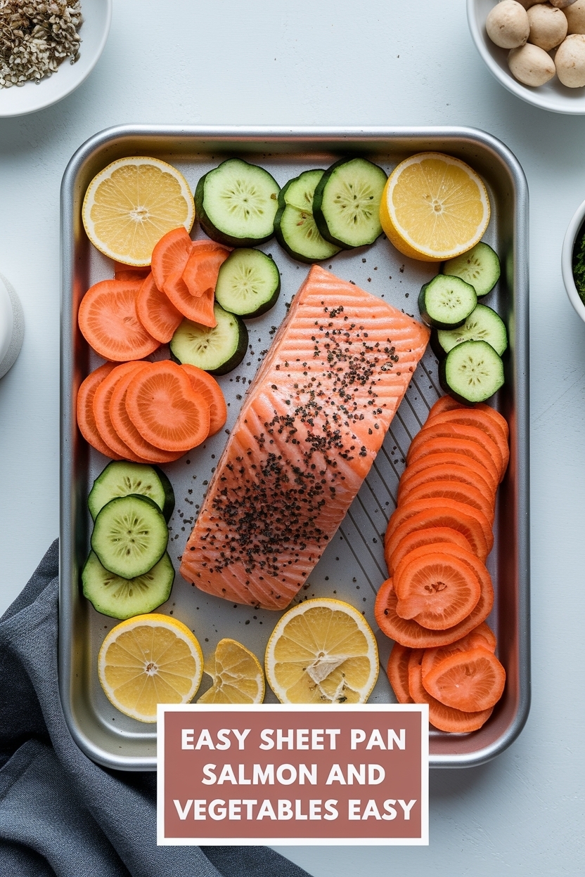 sheet pan salmon and vegetables easy