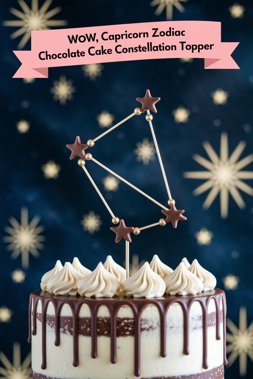 capricorn zodiac chocolate cake constellation topper