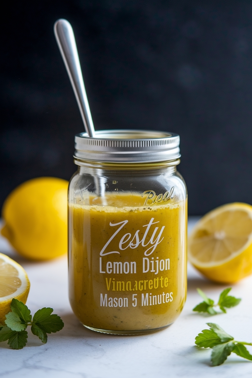 lemon dijon vinaigrette mason jar 5 minutes