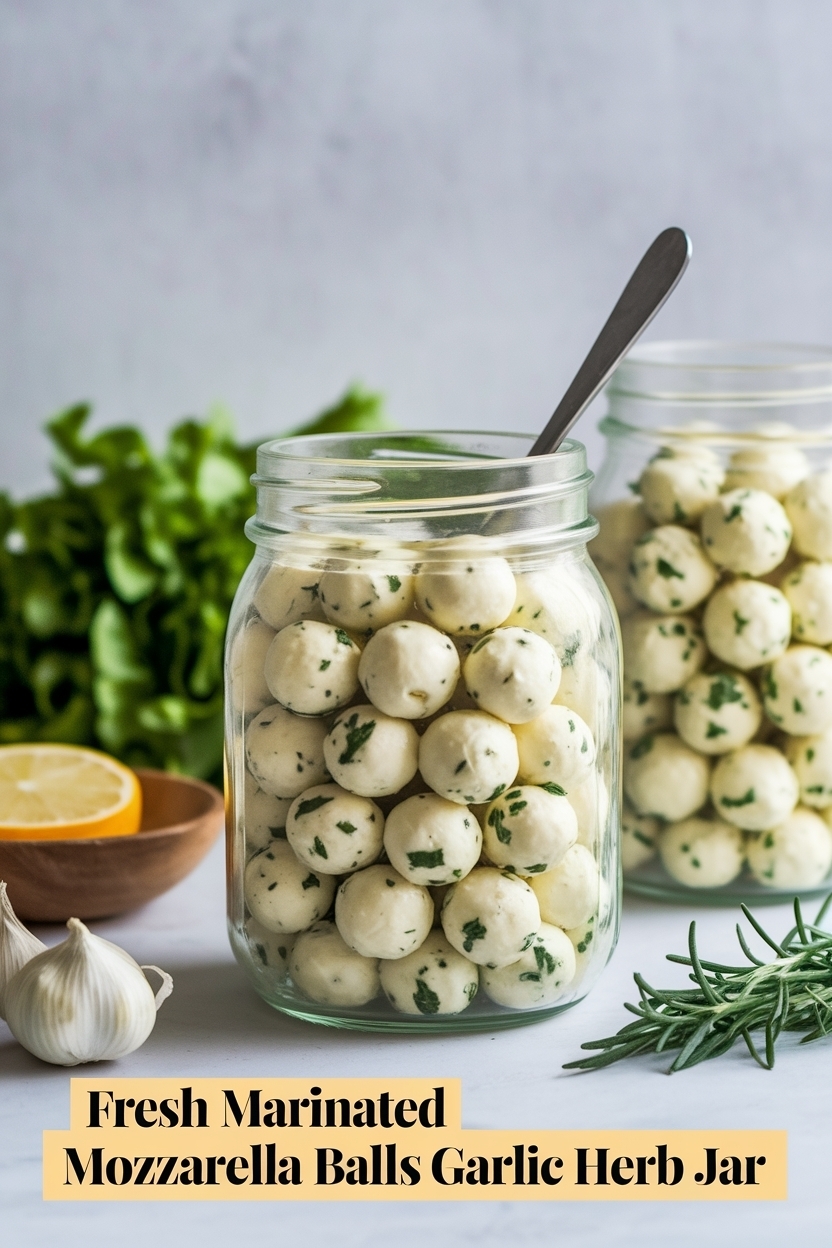 marinated mozzarella balls garlic herb jar