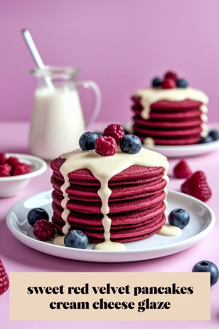 red velvet pancakes cream cheese glaze