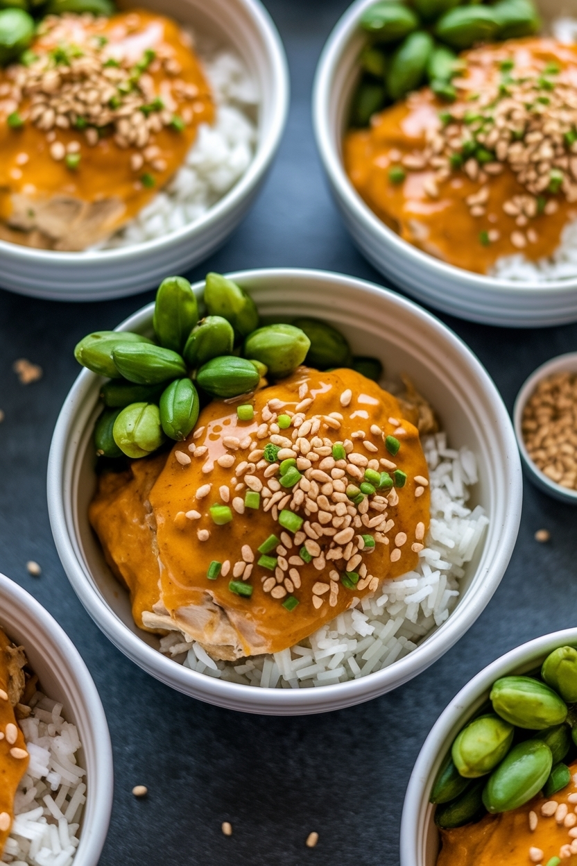thai peanut chicken meal prep bowls