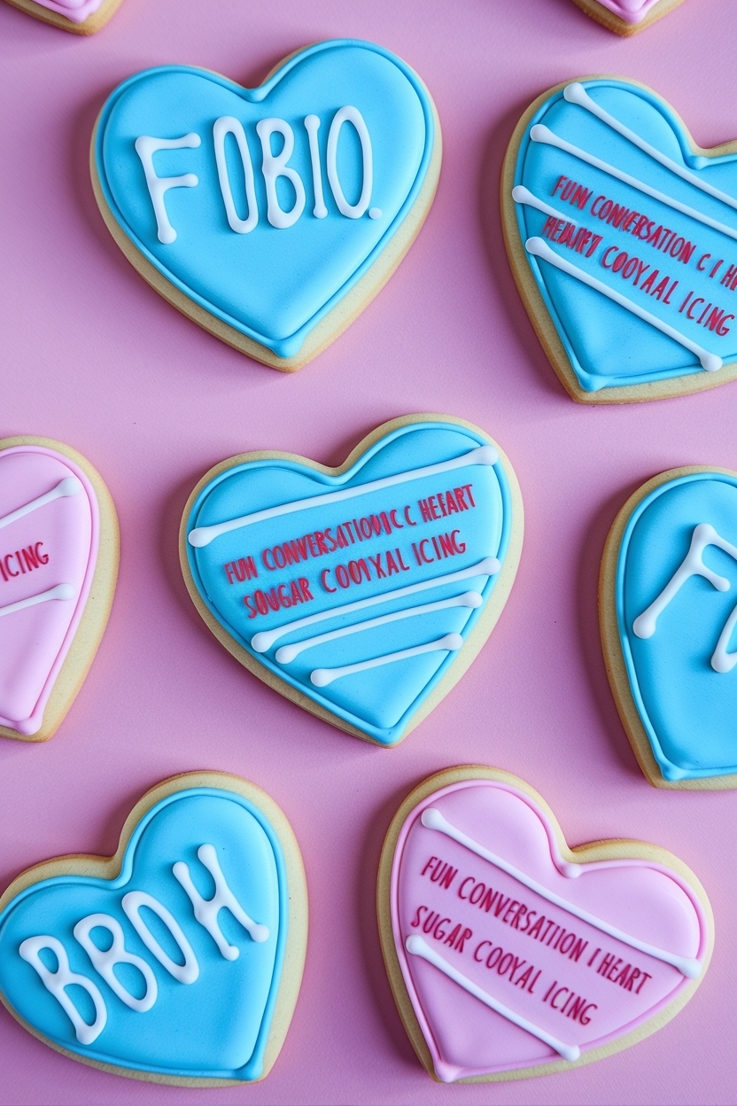 conversation heart sugar cookies royal icing