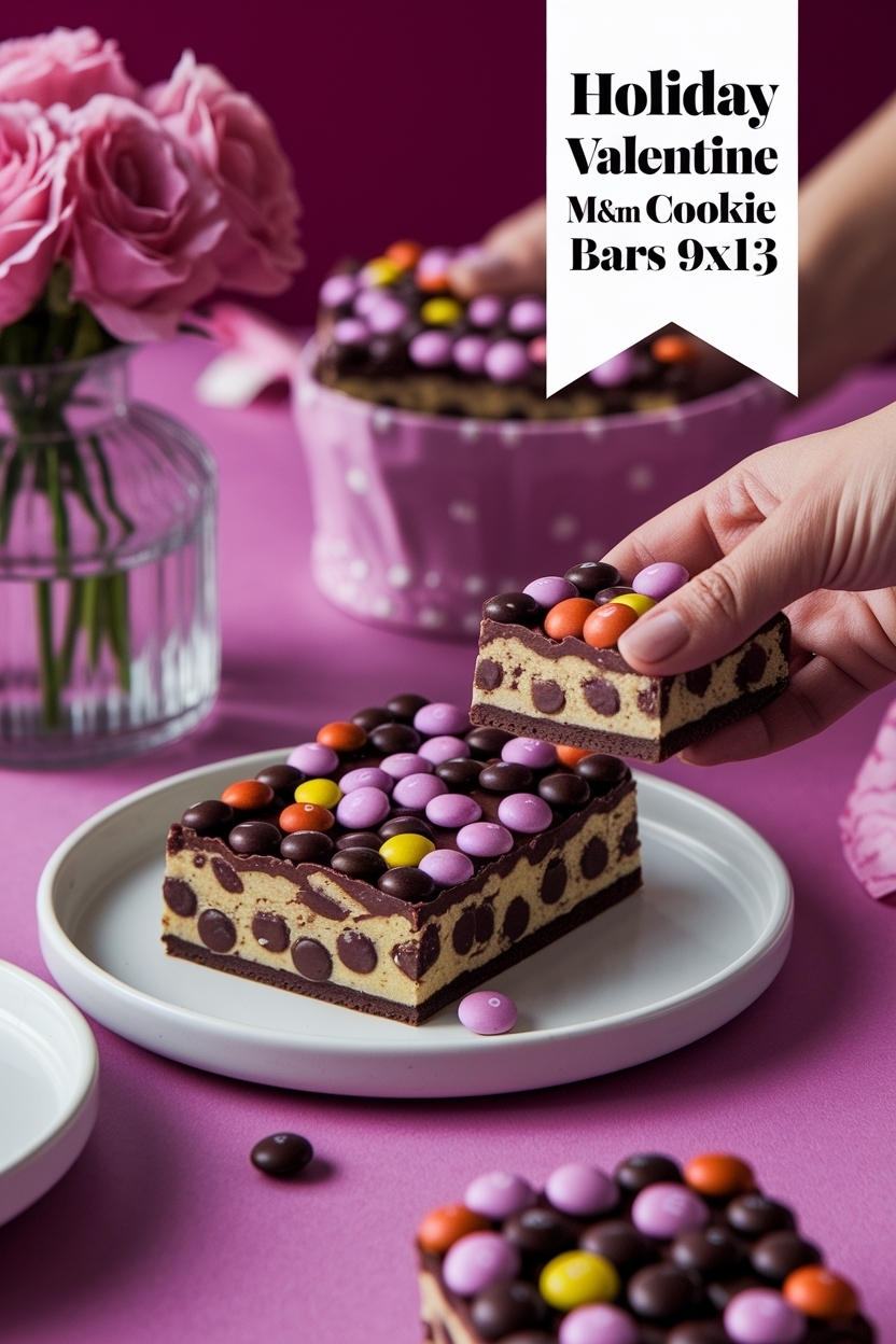 valentine m&m cookie bars 9x13