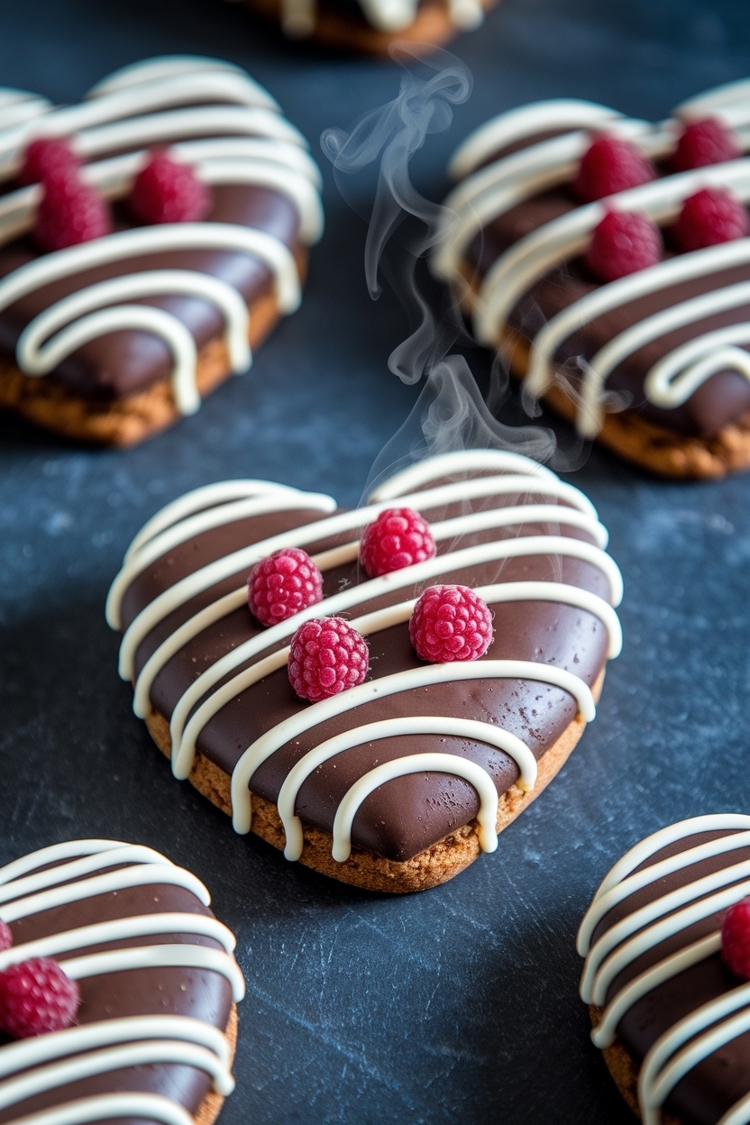 white chocolate raspberry cookies hearts