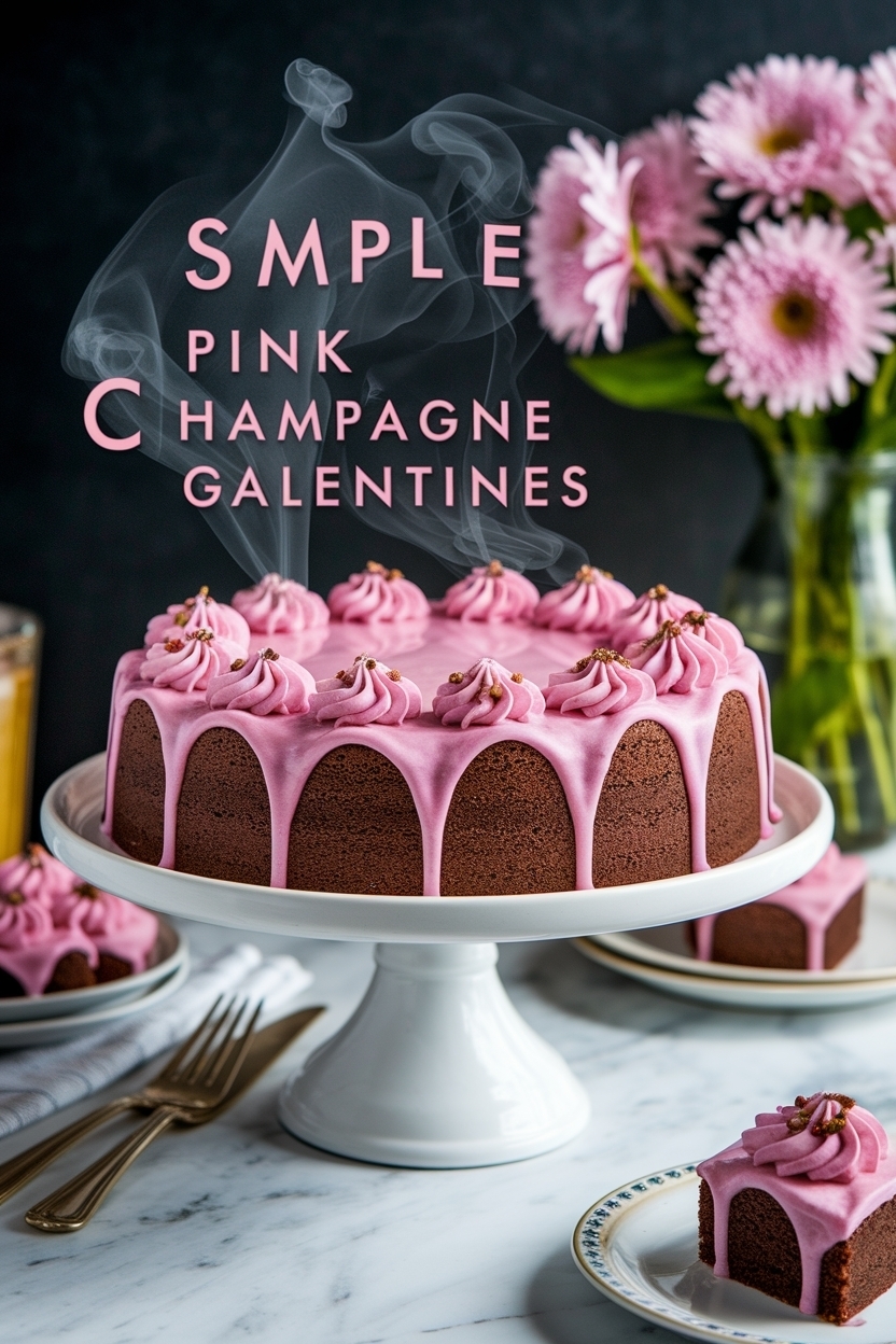 pink champagne cake galentines