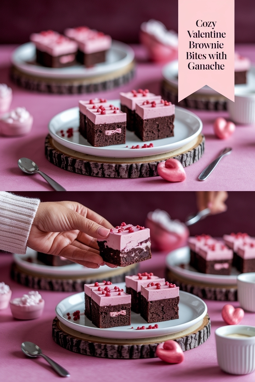 valentine brownie bites with ganache