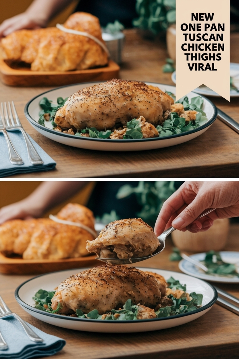 one pan tuscan chicken thighs viral