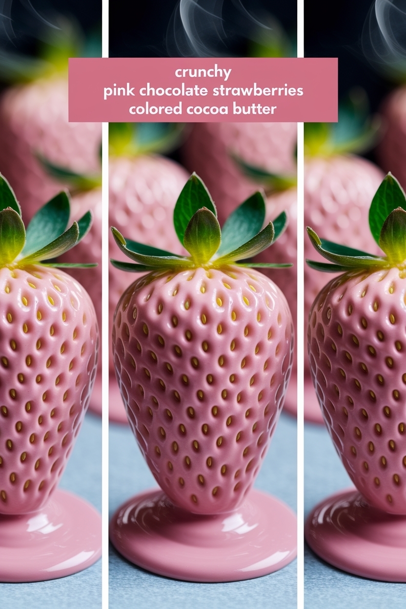 pink chocolate strawberries colored cocoa butter