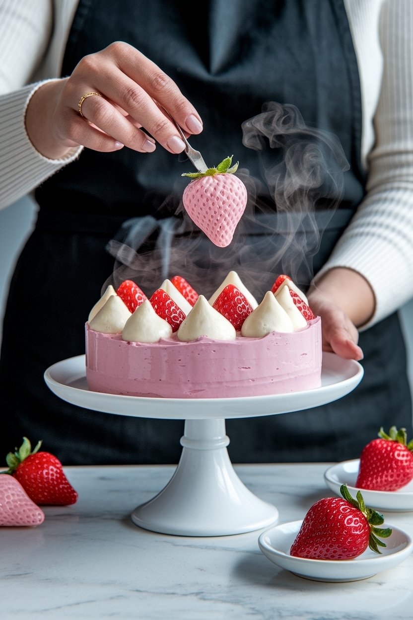 marbled pink strawberries valentine
