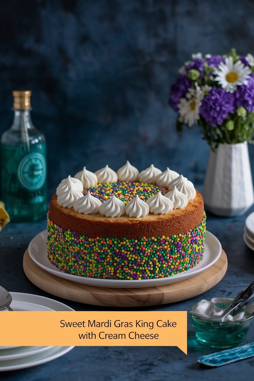 mardi gras king cake with cream cheese