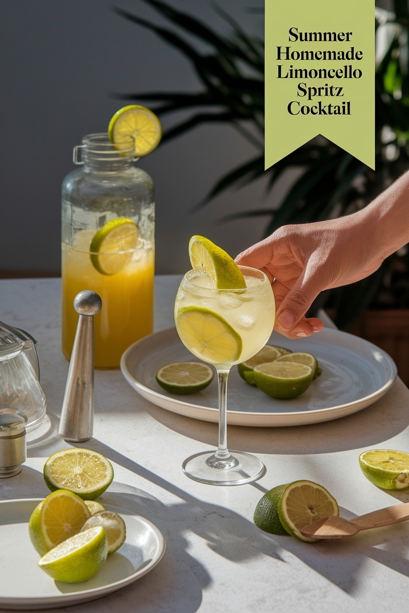 homemade limoncello spritz cocktail