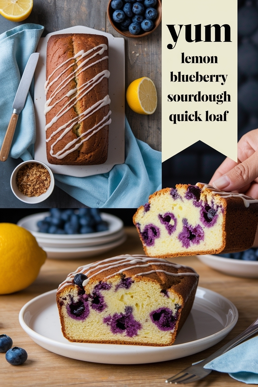 lemon blueberry sourdough quick loaf
