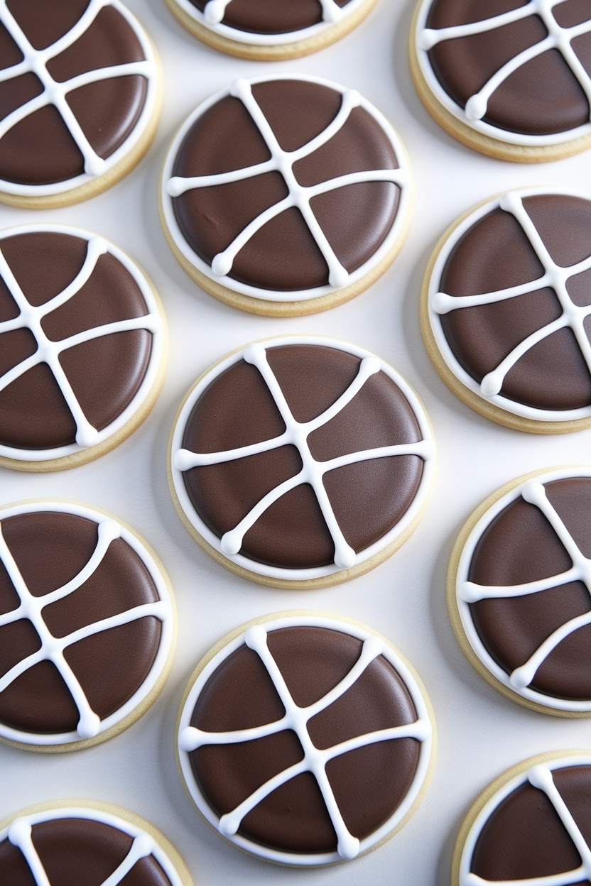 basketball sugar cookies royal icing lines