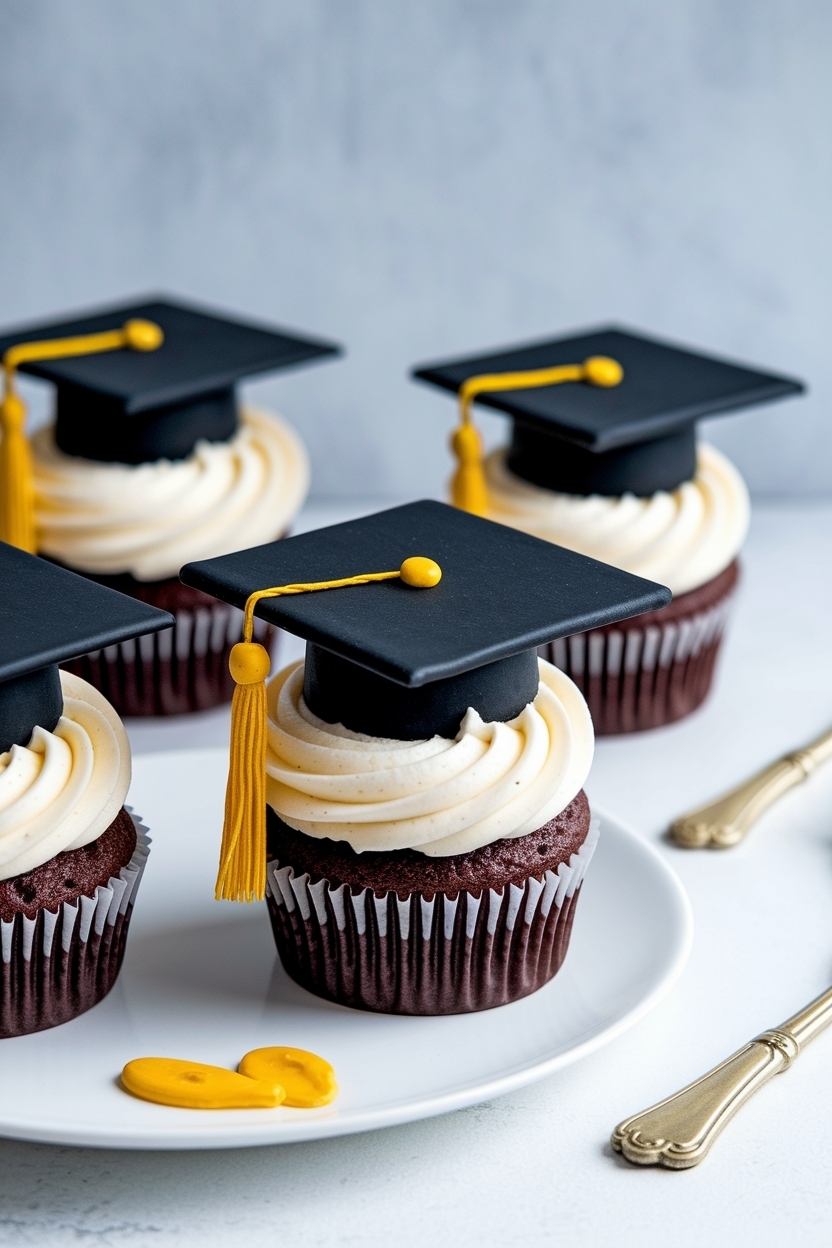 graduation cap cupcakes mortarboard
