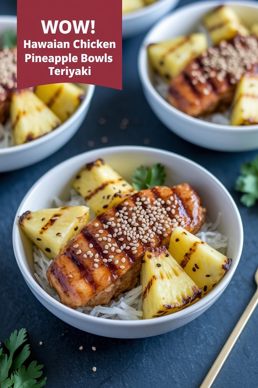 hawaiian chicken pineapple bowls teriyaki