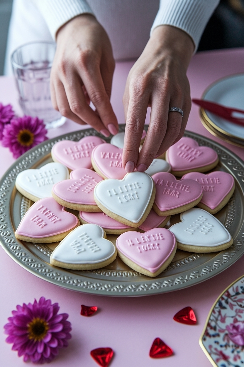 conversation heart sugar cookies royal icing