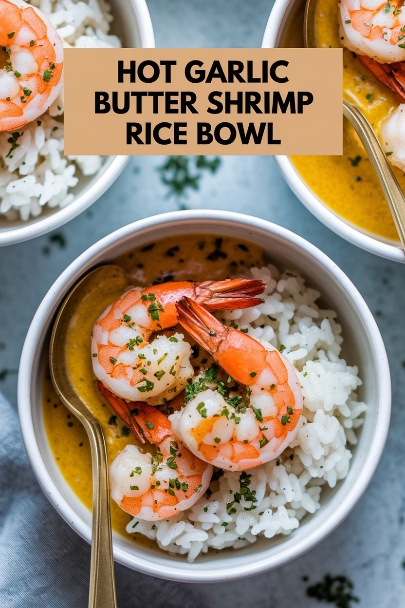 garlic butter shrimp rice bowl