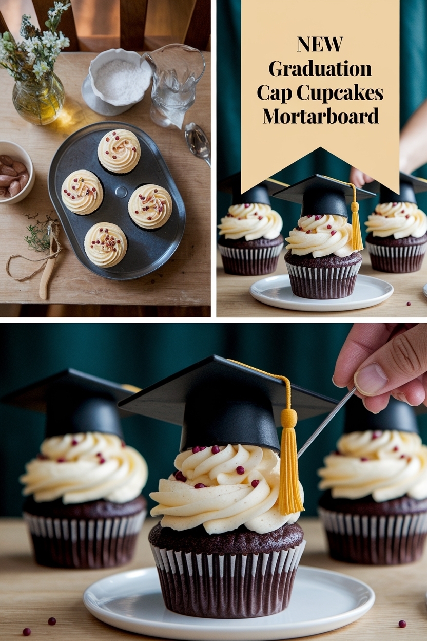 graduation cap cupcakes mortarboard