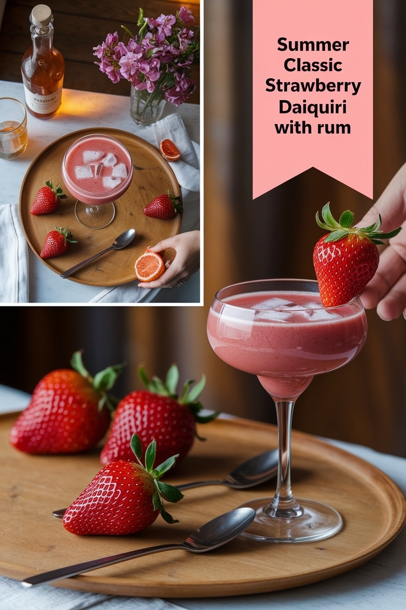 classic frozen strawberry daiquiri with rum