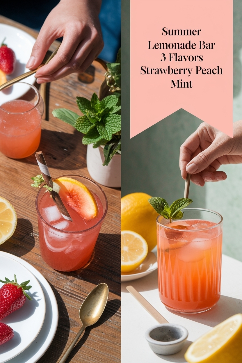 lemonade bar 3 flavors strawberry peach mint