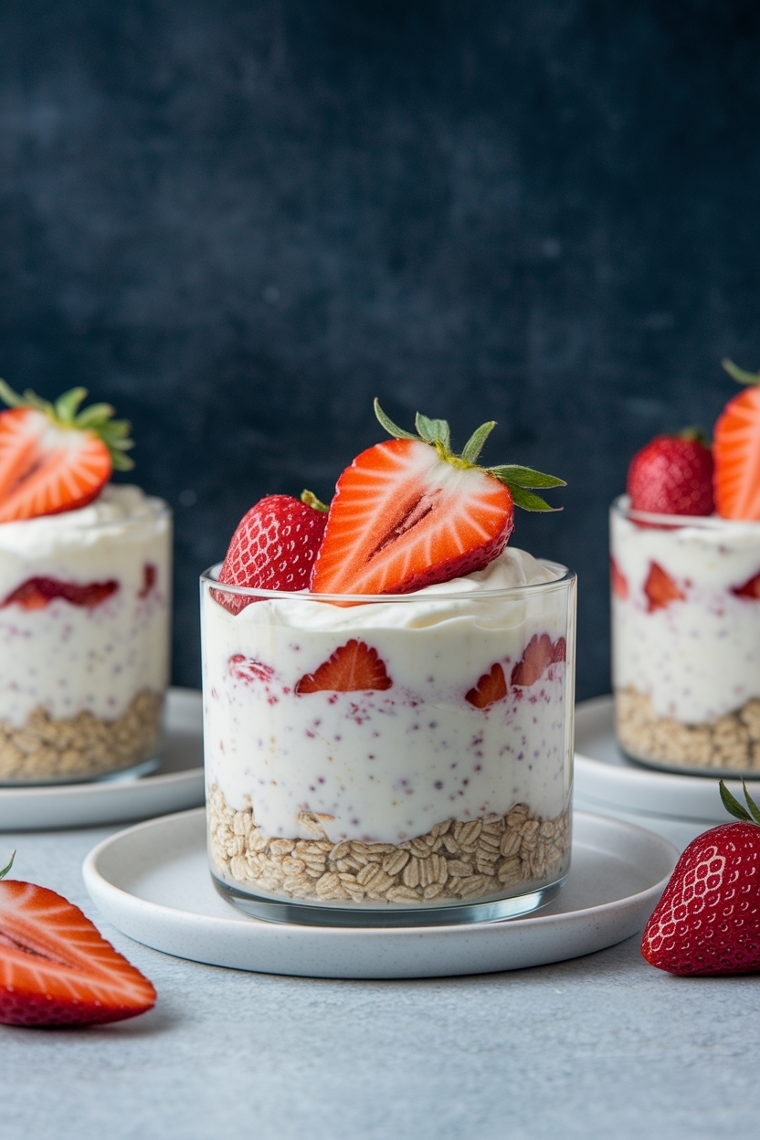 strawberry cheesecake overnight oats greek yogurt