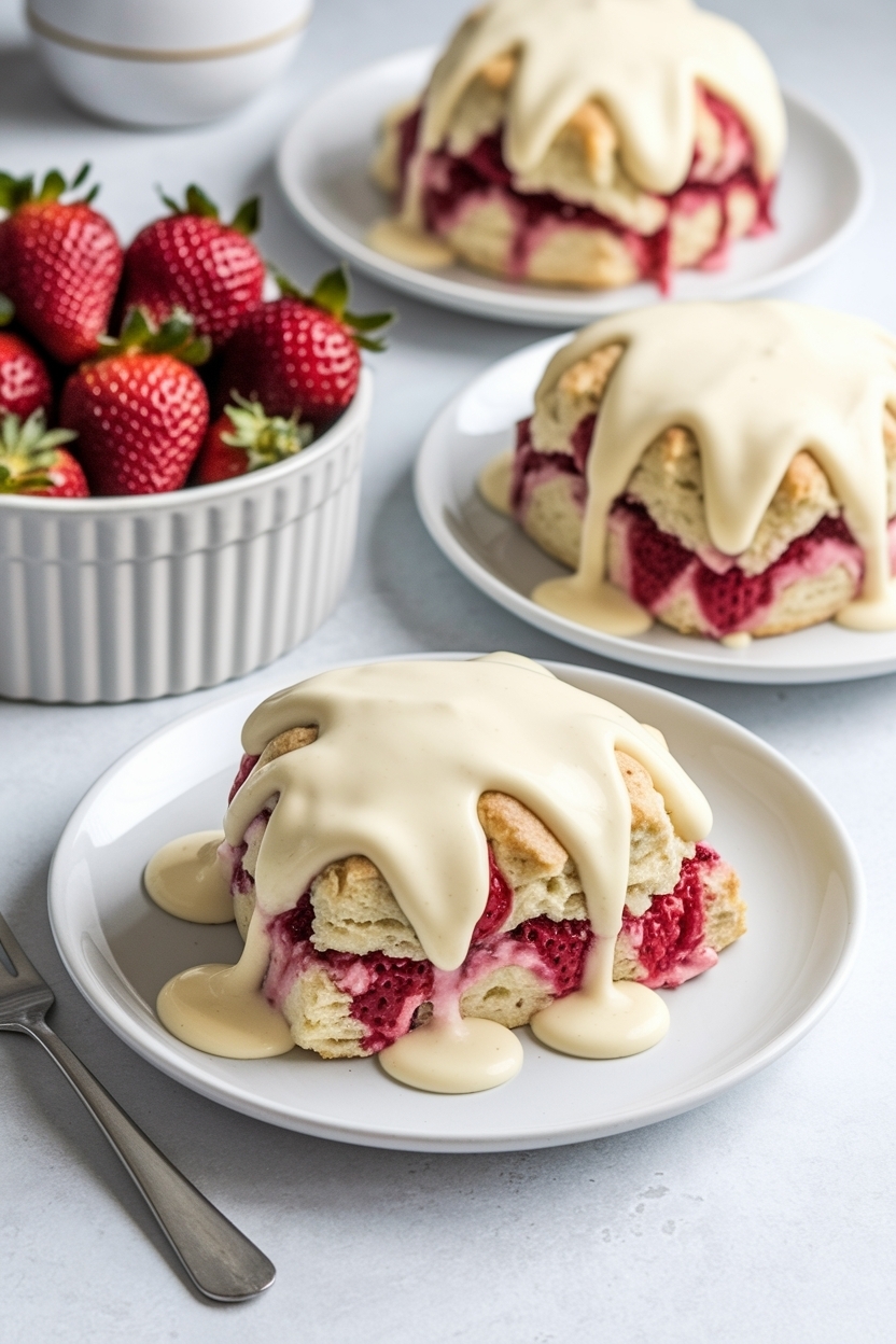 strawberries and cream scones glaze