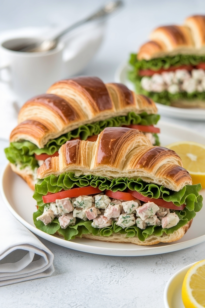 chicken salad croissant sandwiches platter