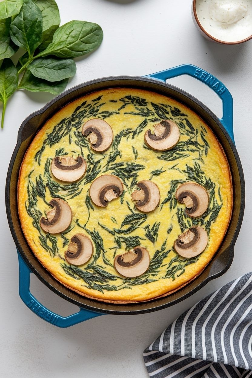 spinach mushroom frittata cast iron 12 inch