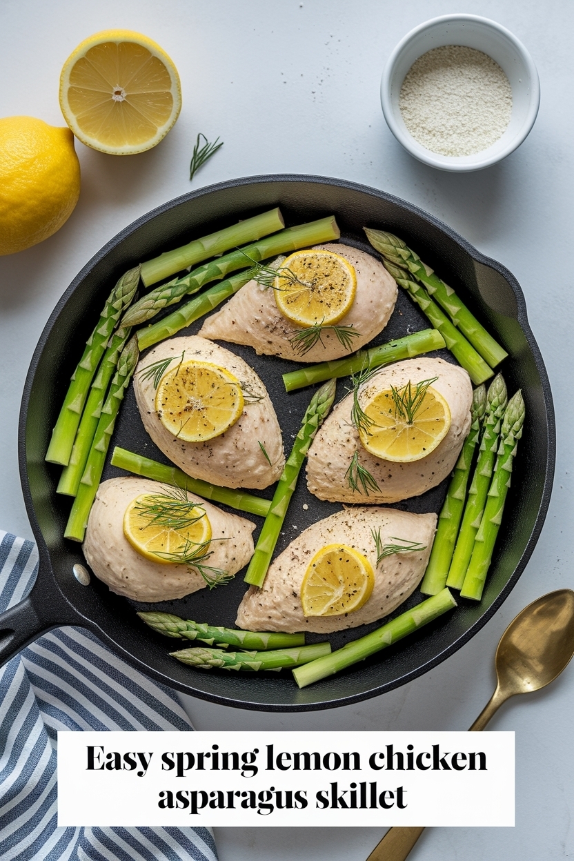 spring lemon chicken asparagus skillet