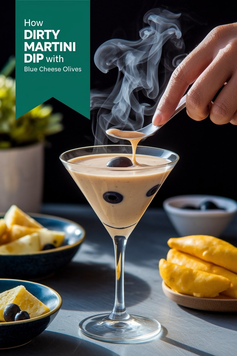 dirty martini dip with blue cheese olives