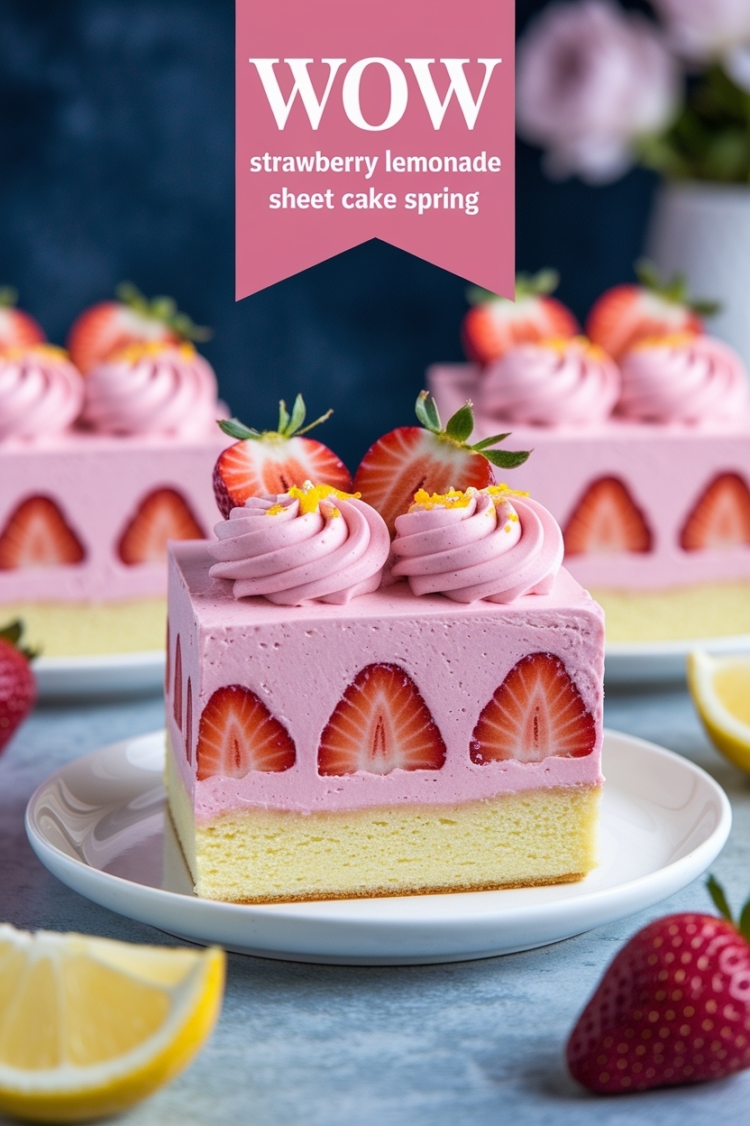 strawberry lemonade sheet cake spring
