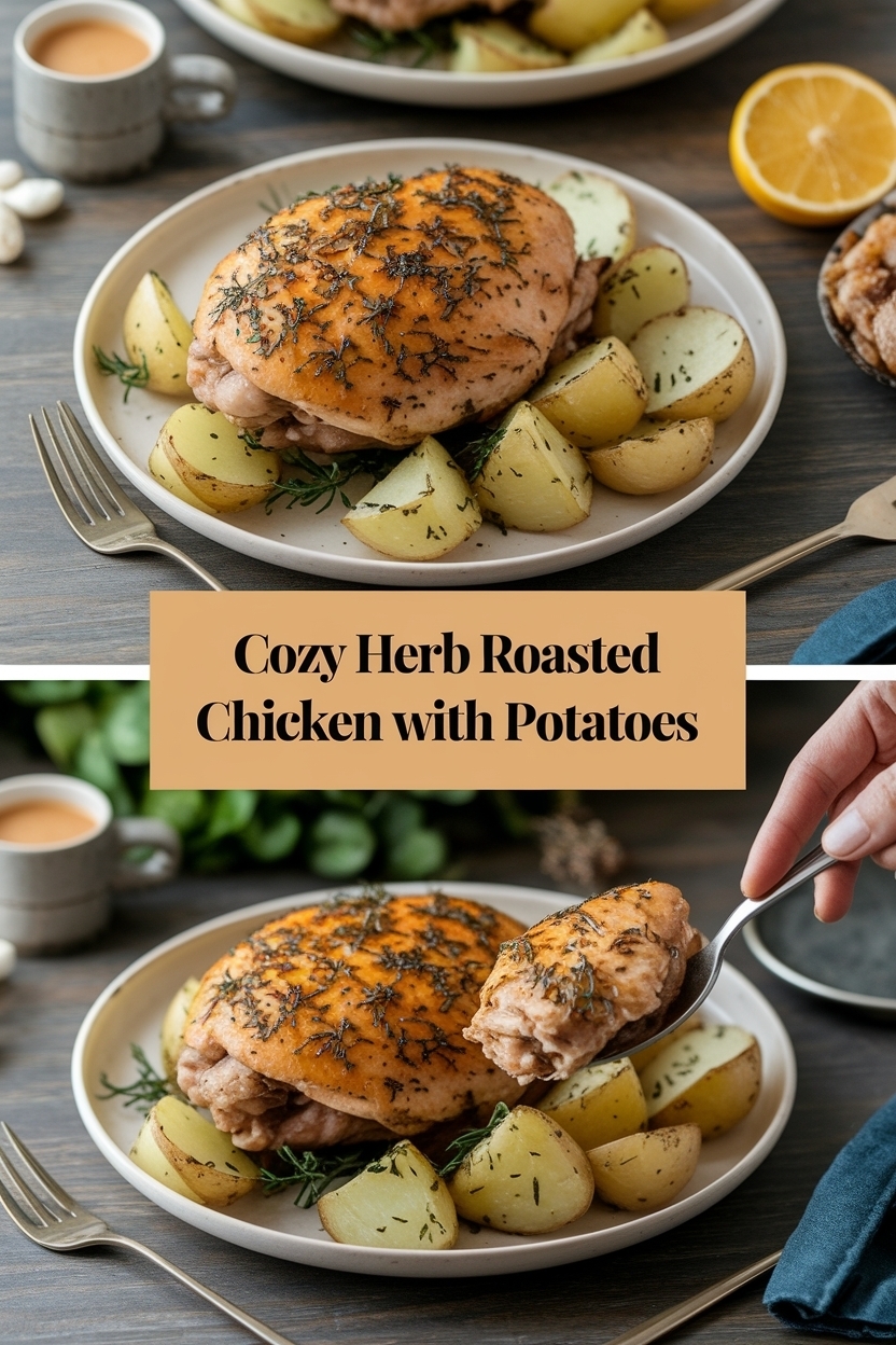 herb roasted chicken thighs with potatoes