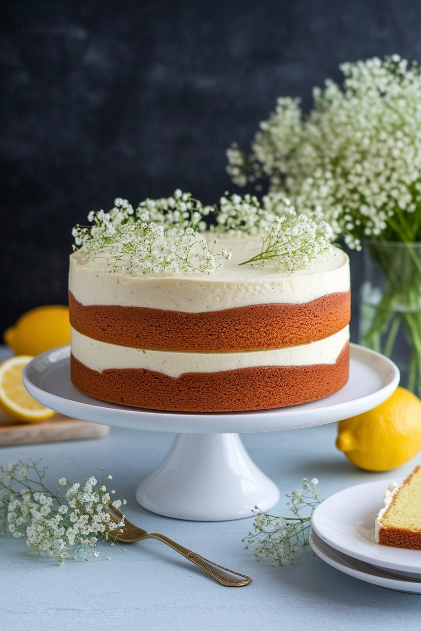 lemon elderflower cake spring