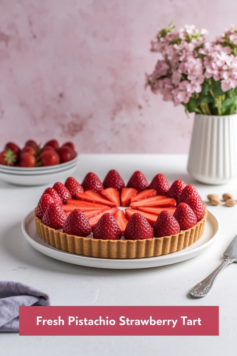 pistachio strawberry tart