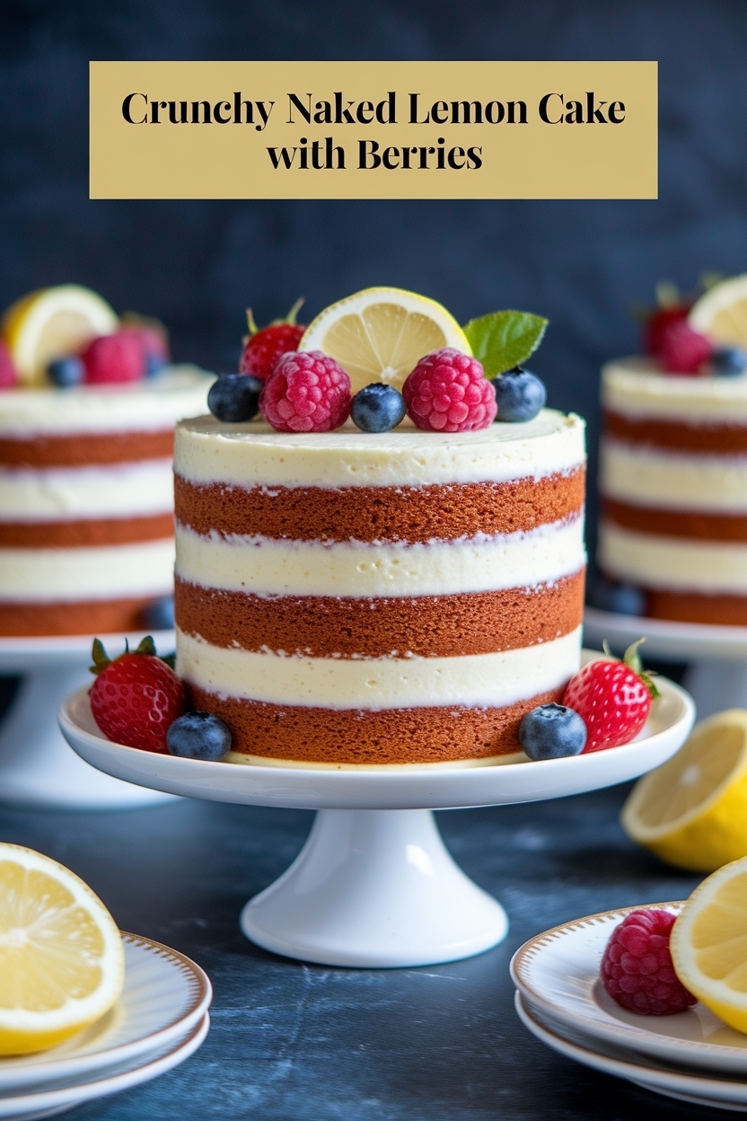 naked lemon cake with berries