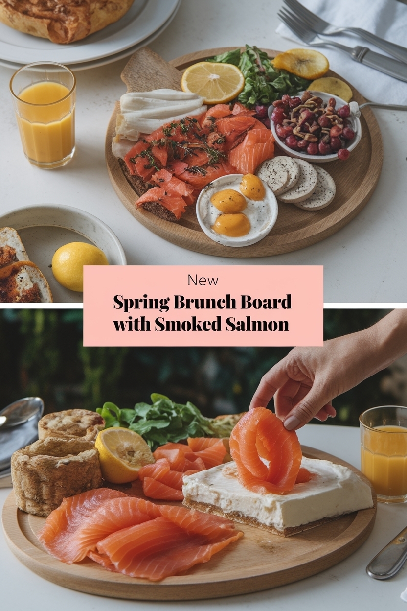 spring brunch board with smoked salmon