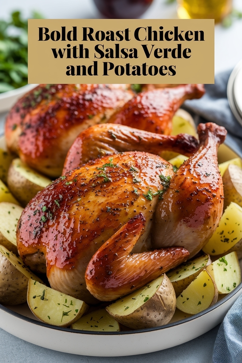 roast chicken with salsa verde and potatoes