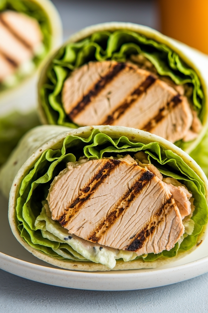 grilled chicken caesar salad wraps