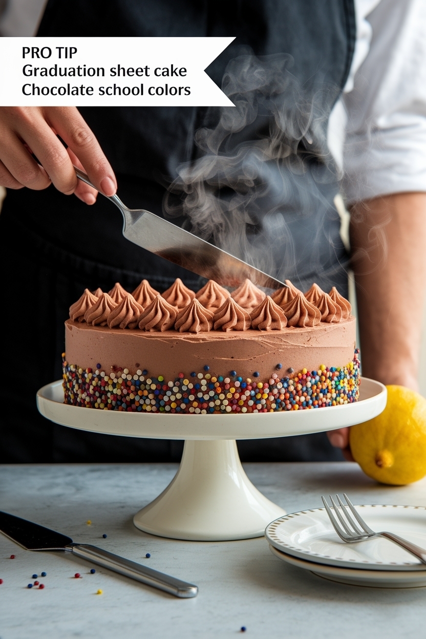 graduation sheet cake chocolate school colors