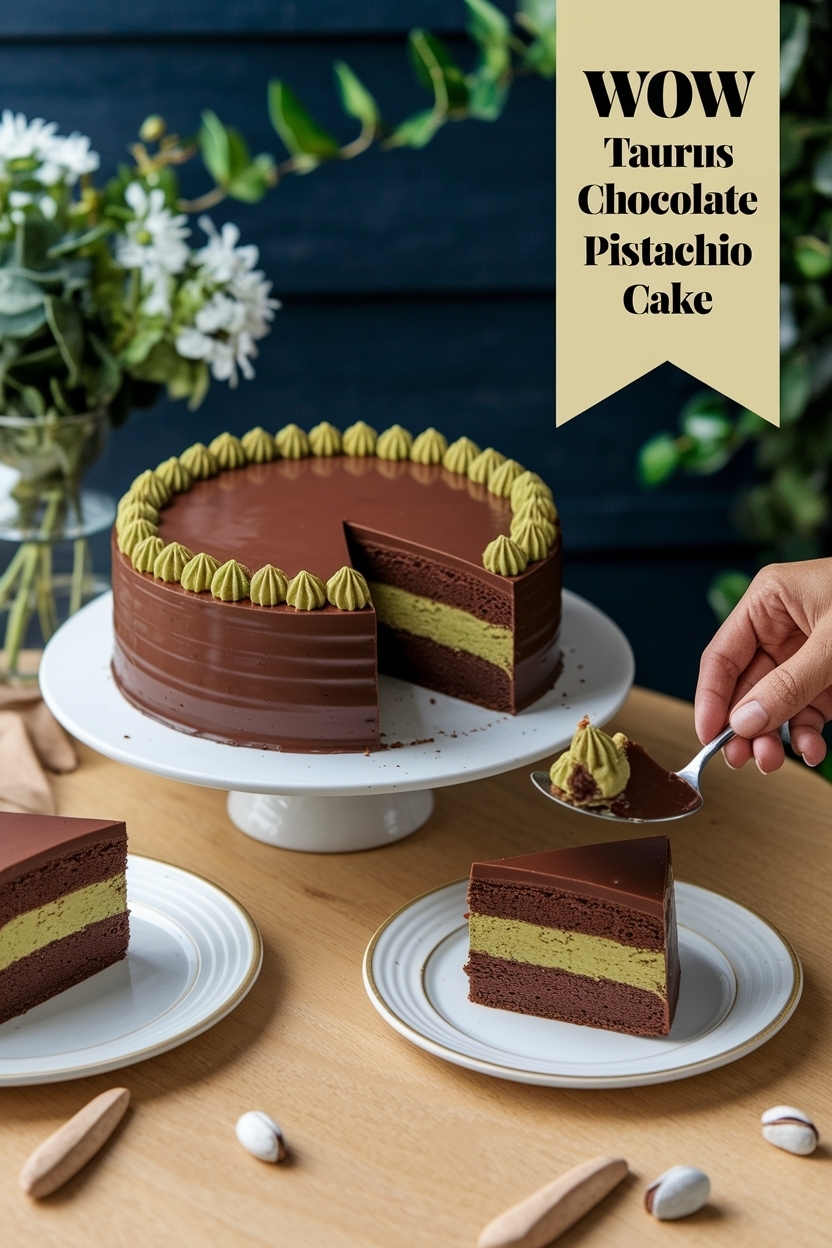 taurus zodiac chocolate pistachio cake