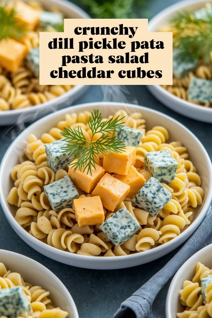 dill pickle pasta salad cheddar cubes