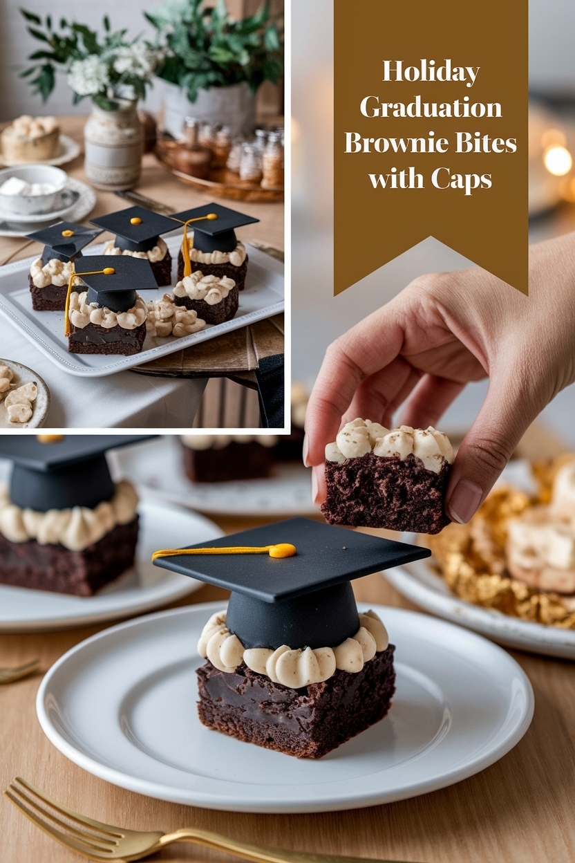 graduation brownie bites with caps