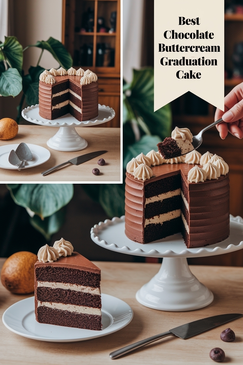 chocolate buttercream graduation cake