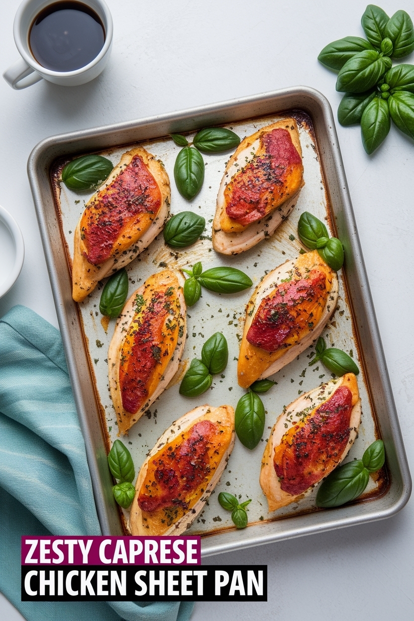 caprese chicken sheet pan
