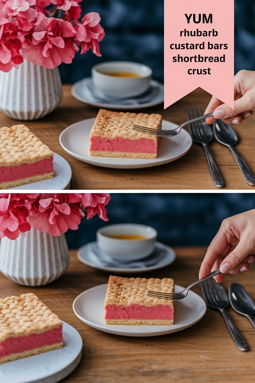 rhubarb custard bars shortbread crust