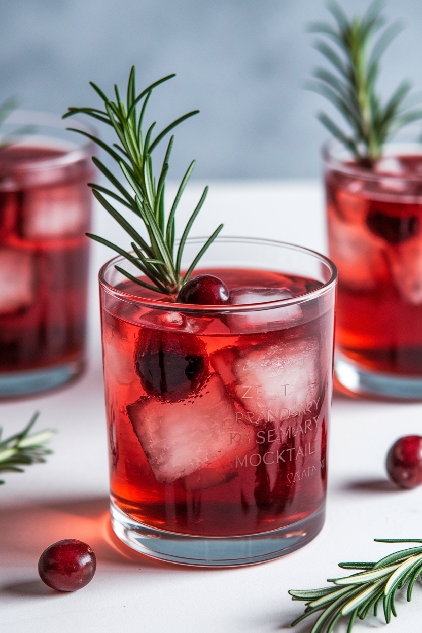 cranberry rosemary spritz mocktail