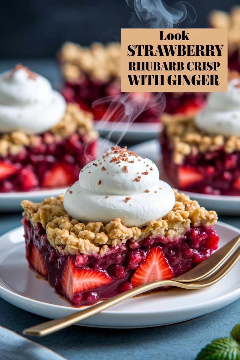 strawberry rhubarb crisp with ginger